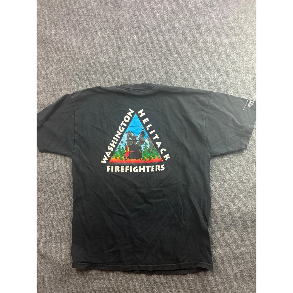 Jerzees T-Shirt Mens XL Black Washington Helitack Firefighters Graphic Tee